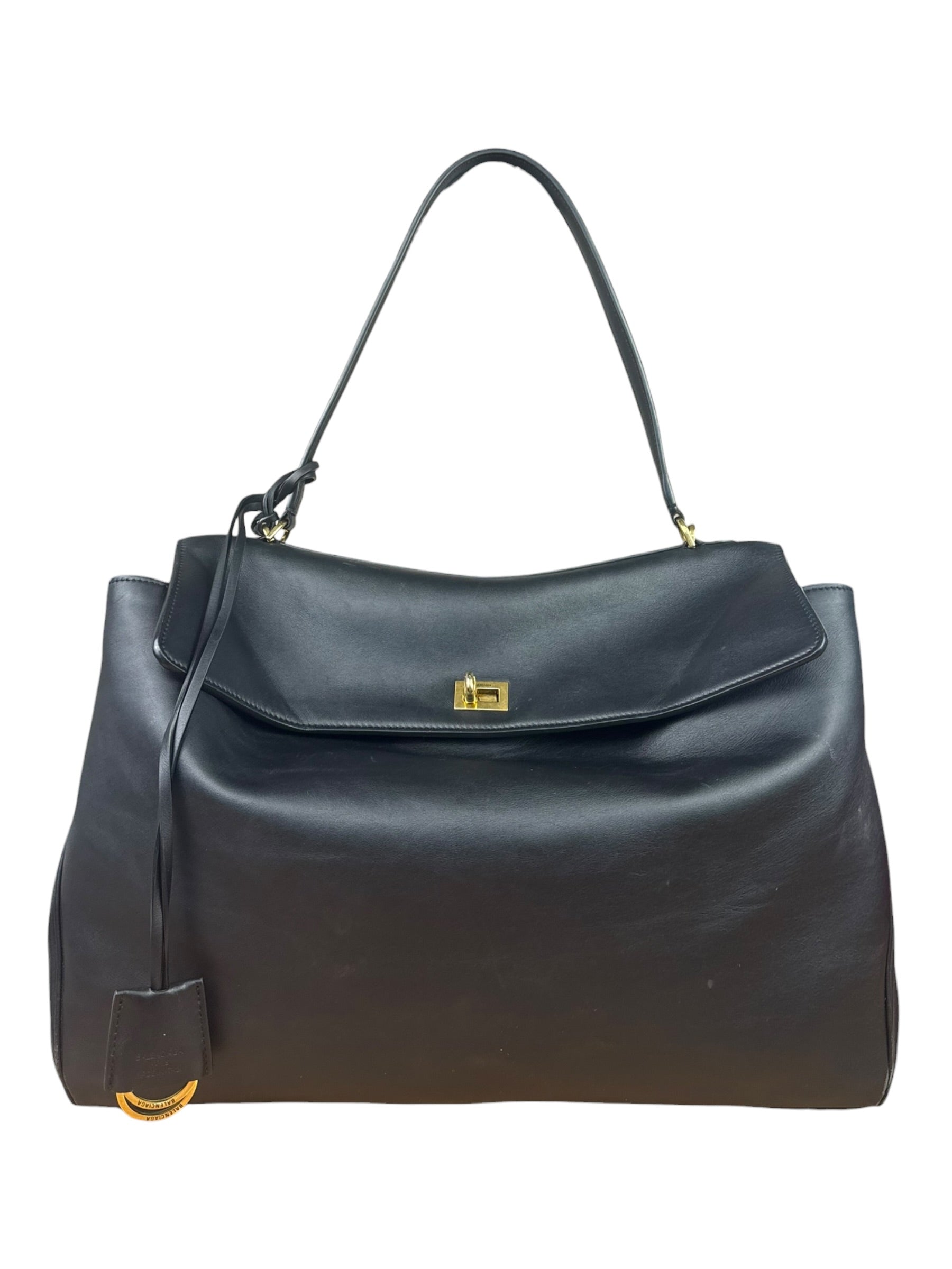 Balenciaga Large Rodeo Leather 2Way Handbag Black
