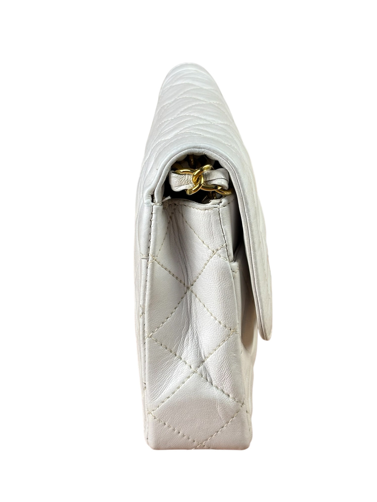 Chanel Vintage White Quilted Leather Flap Bag 1986