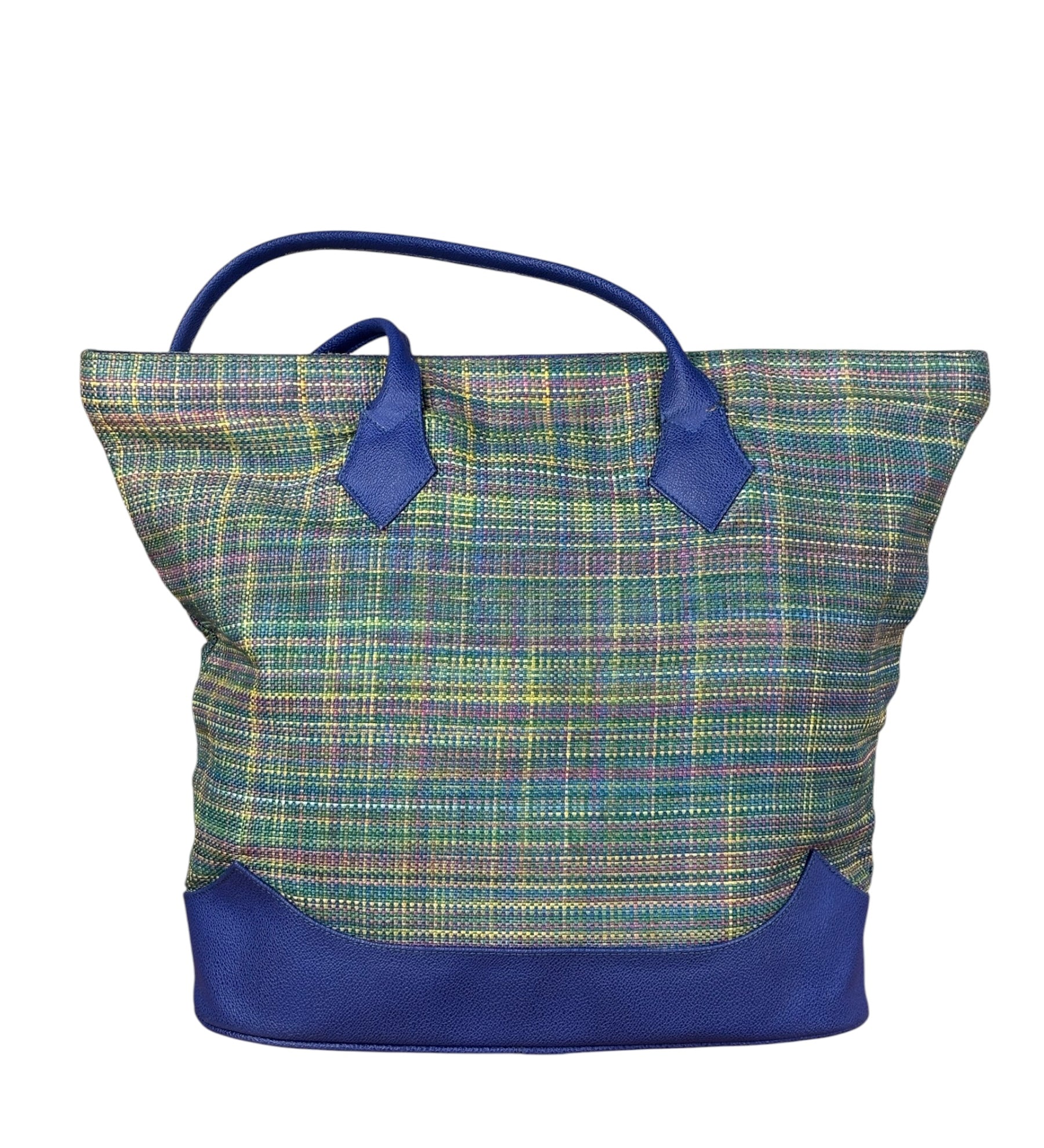 Vivienne Westwood Blue/Green Woven Plaid Saturn Shoulder Bag
