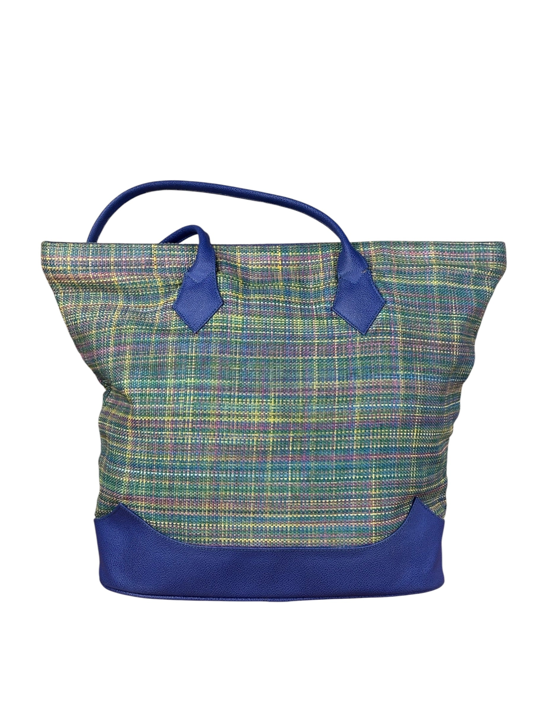 Vivienne Westwood Blue/Green Woven Plaid Saturn Shoulder Bag