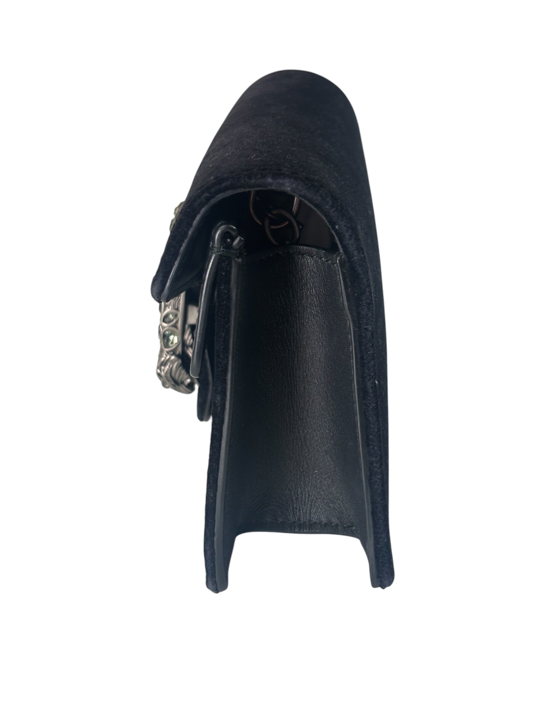 Gucci Black Velvet/Leather Trim Dionysus Super Mini Shoulder Bag
