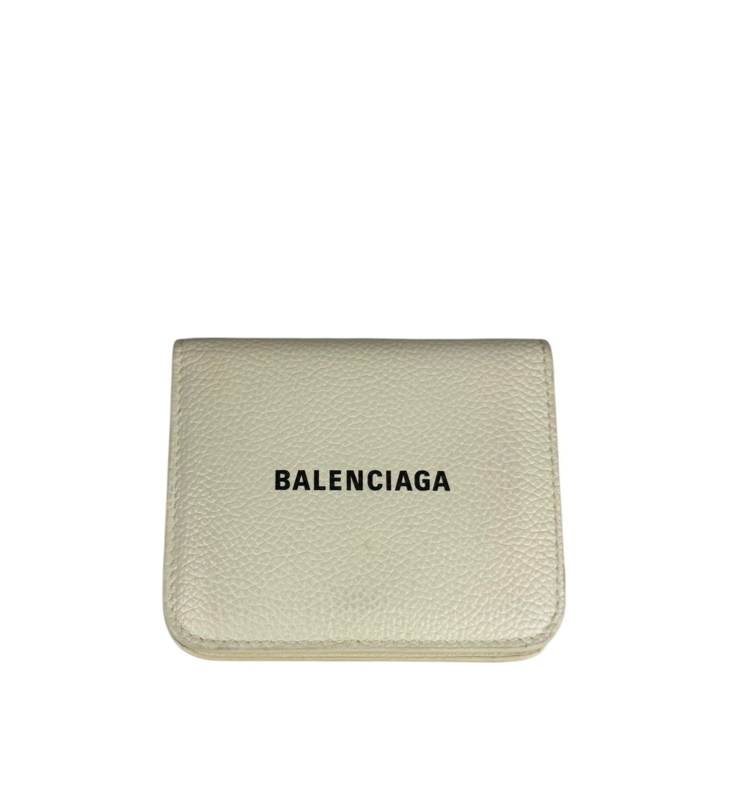 Balenciaga White Leather Cash Mini Wallet