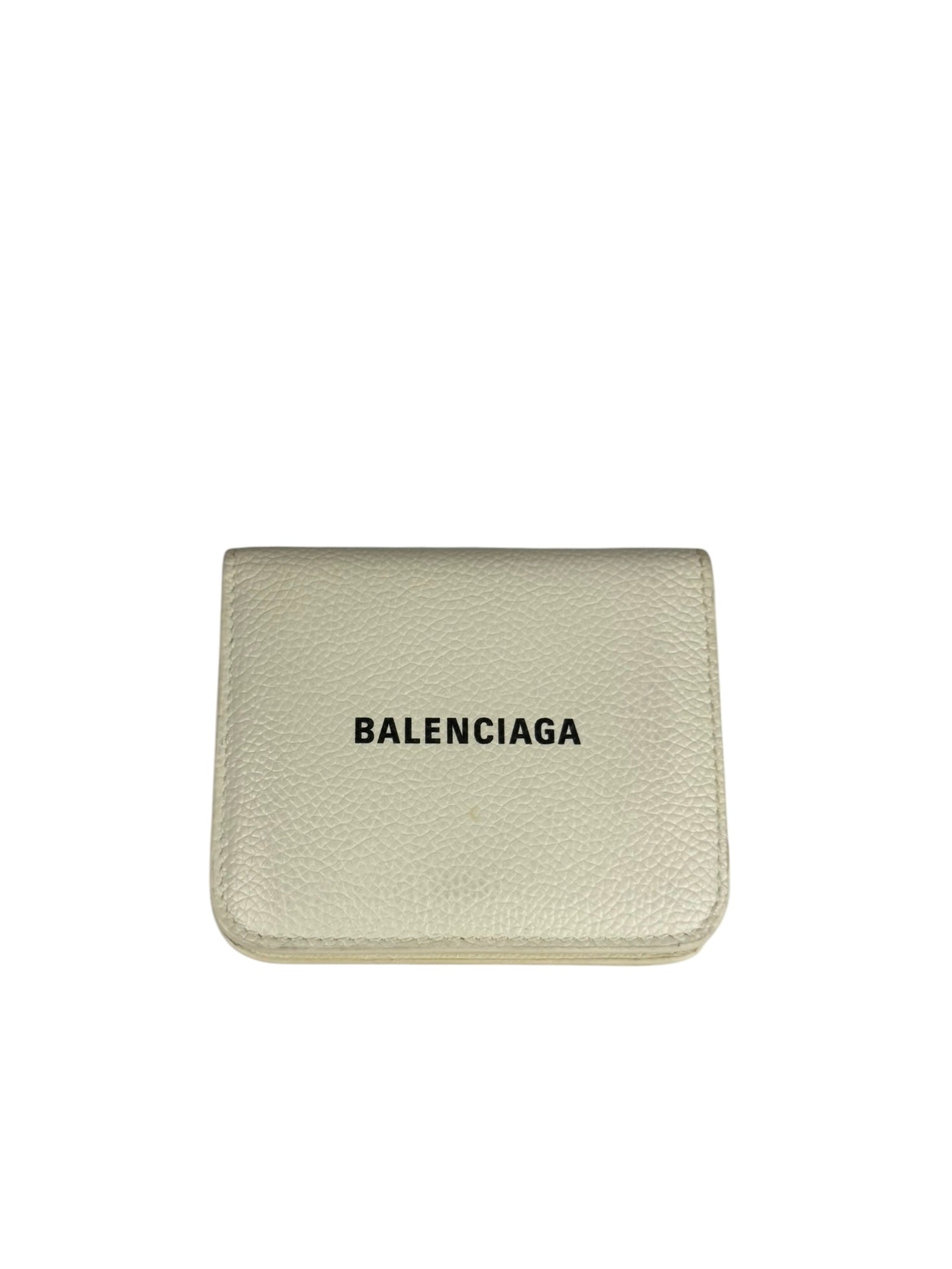 Balenciaga White Leather Cash Mini Wallet