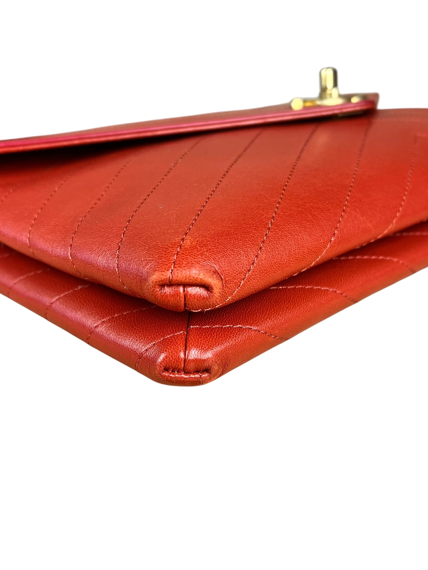 Chanel Chevron Quilted Envelope Clutch
