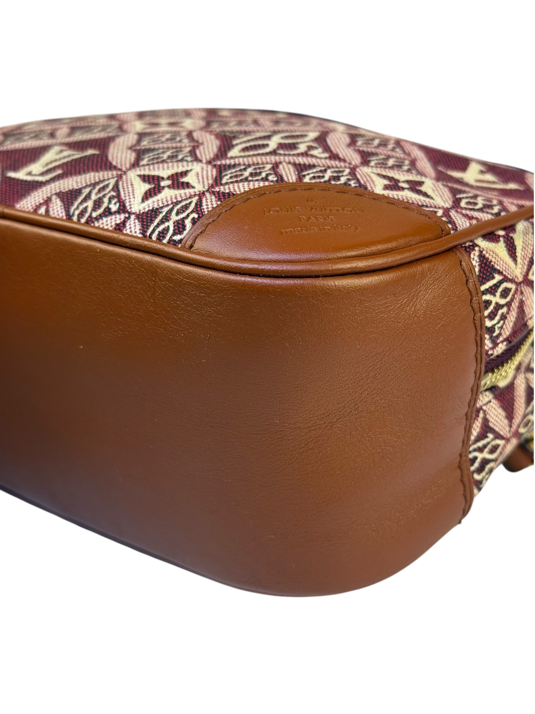 Louis Vuitton Burgundy/Brown Leather Trim Mini Deauville Crossbody Bag