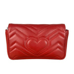 Gucci Red Chevron Quilted Matelasse Mini Leather Shoulder Bag