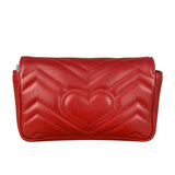 Gucci Red Chevron Quilted Matelasse Mini Leather Shoulder Bag