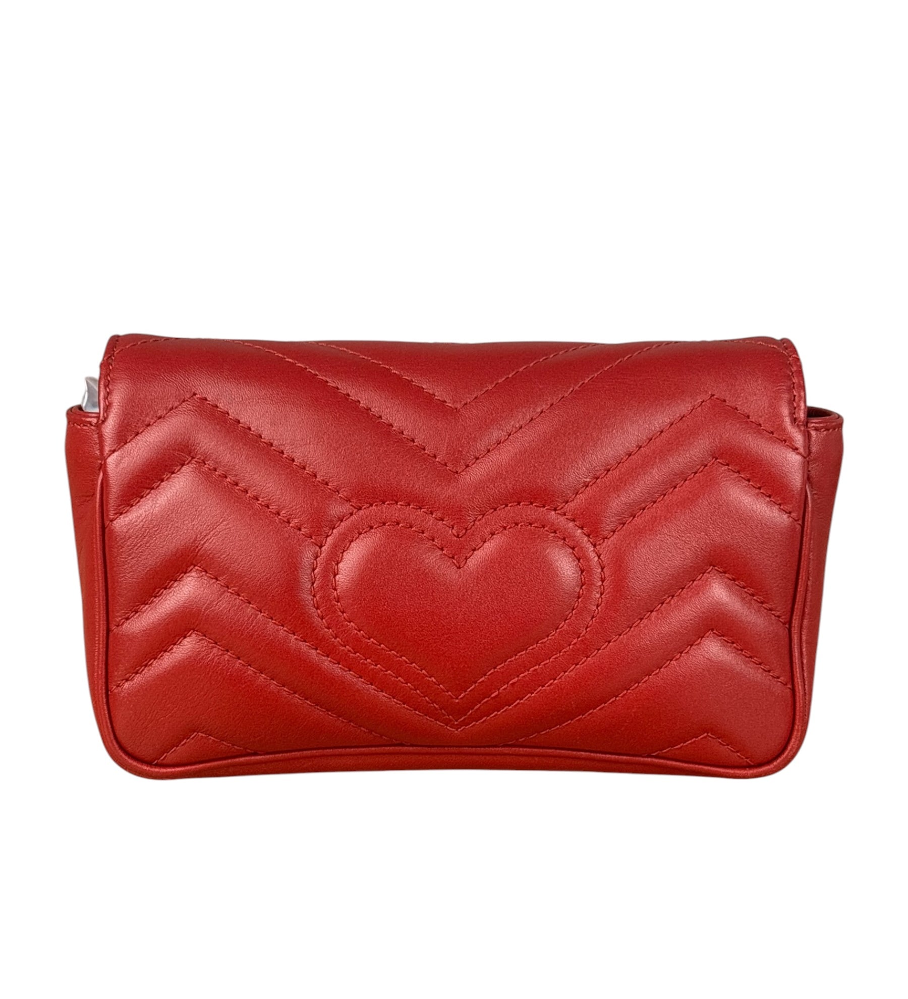 Gucci Red Chevron Quilted Matelasse Mini Leather Shoulder Bag