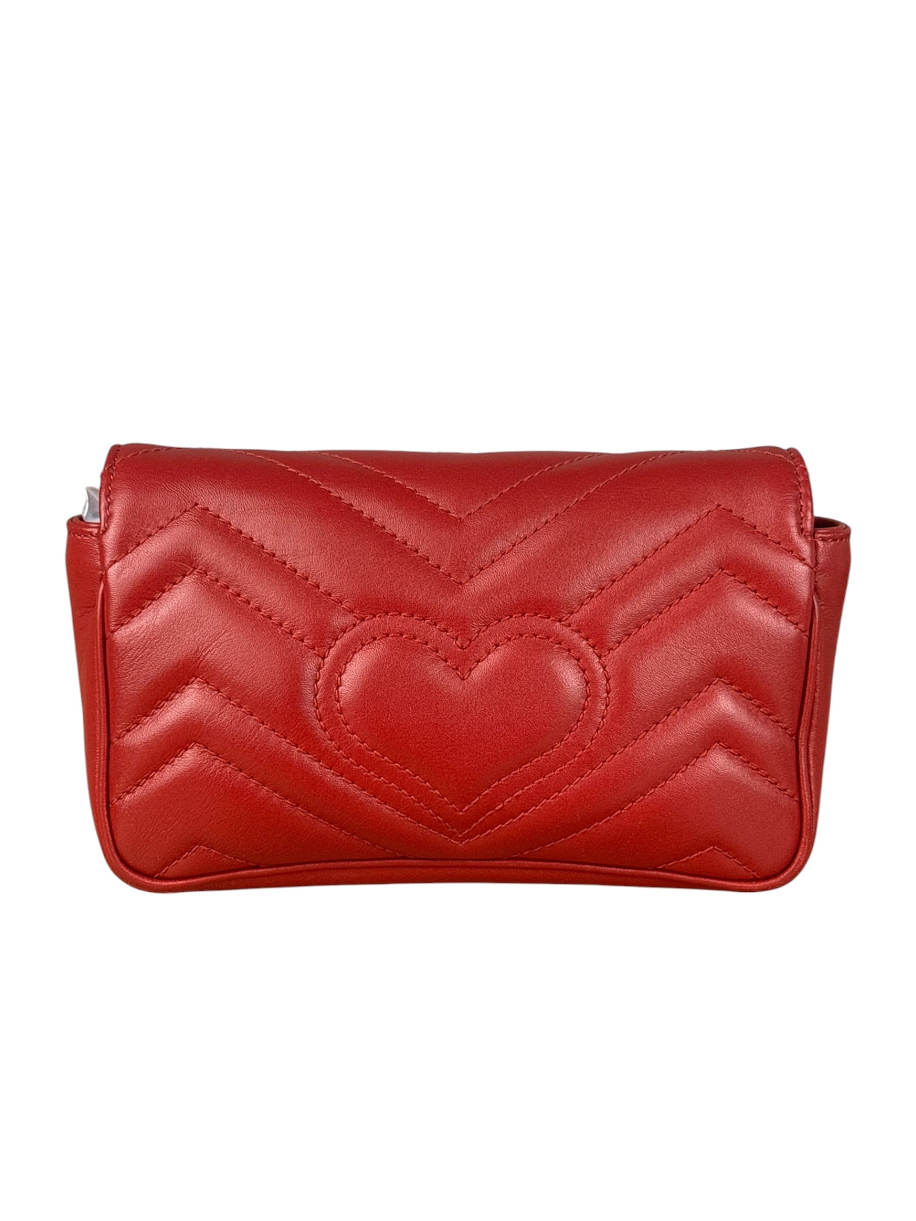 Gucci Red Chevron Quilted Matelasse Mini Leather Shoulder Bag
