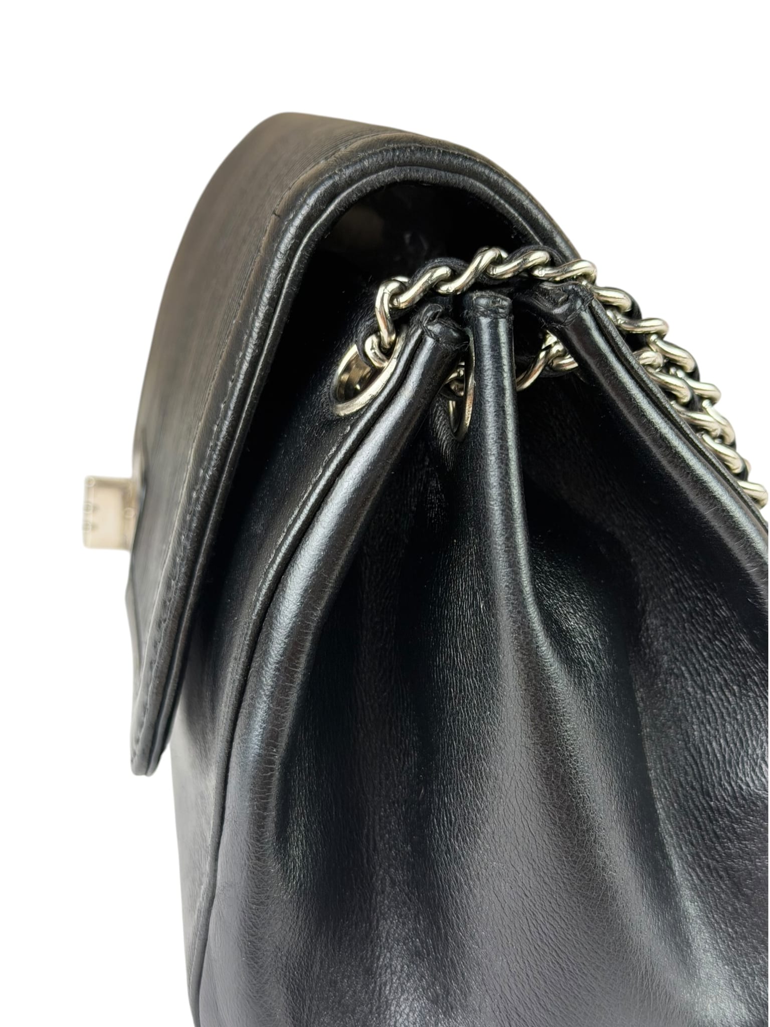 Chanel Black Leather Mademoiselle Accordion Flap Bag 2000