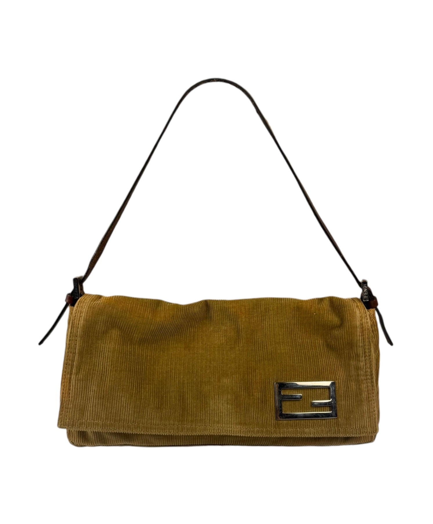 Fendi Brown Corduroy Baguette Shoulder Bag
