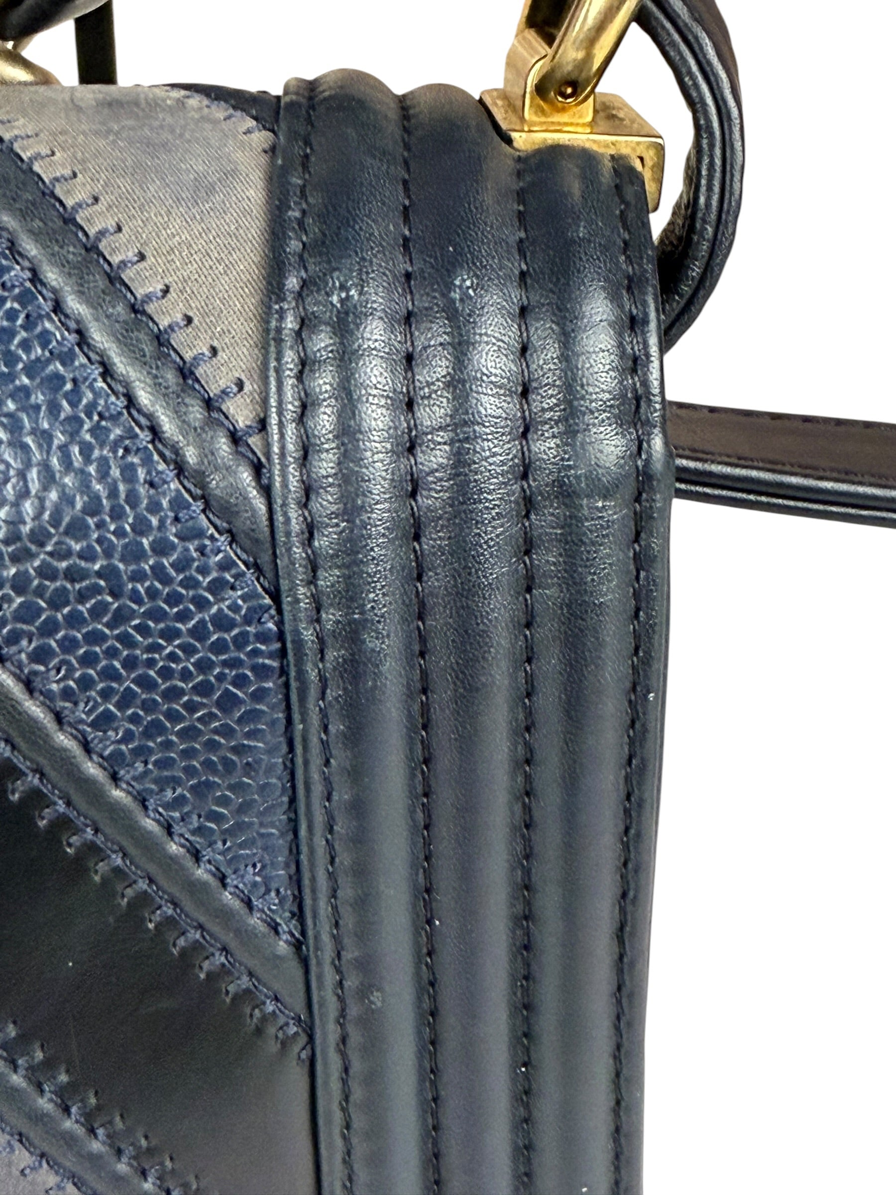 Chanel Tricolor Chevron Leather Old Medium Boy Flap 2016