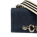 Alexander McQueen Denim Jeweled Knuckle Shoulder Bag