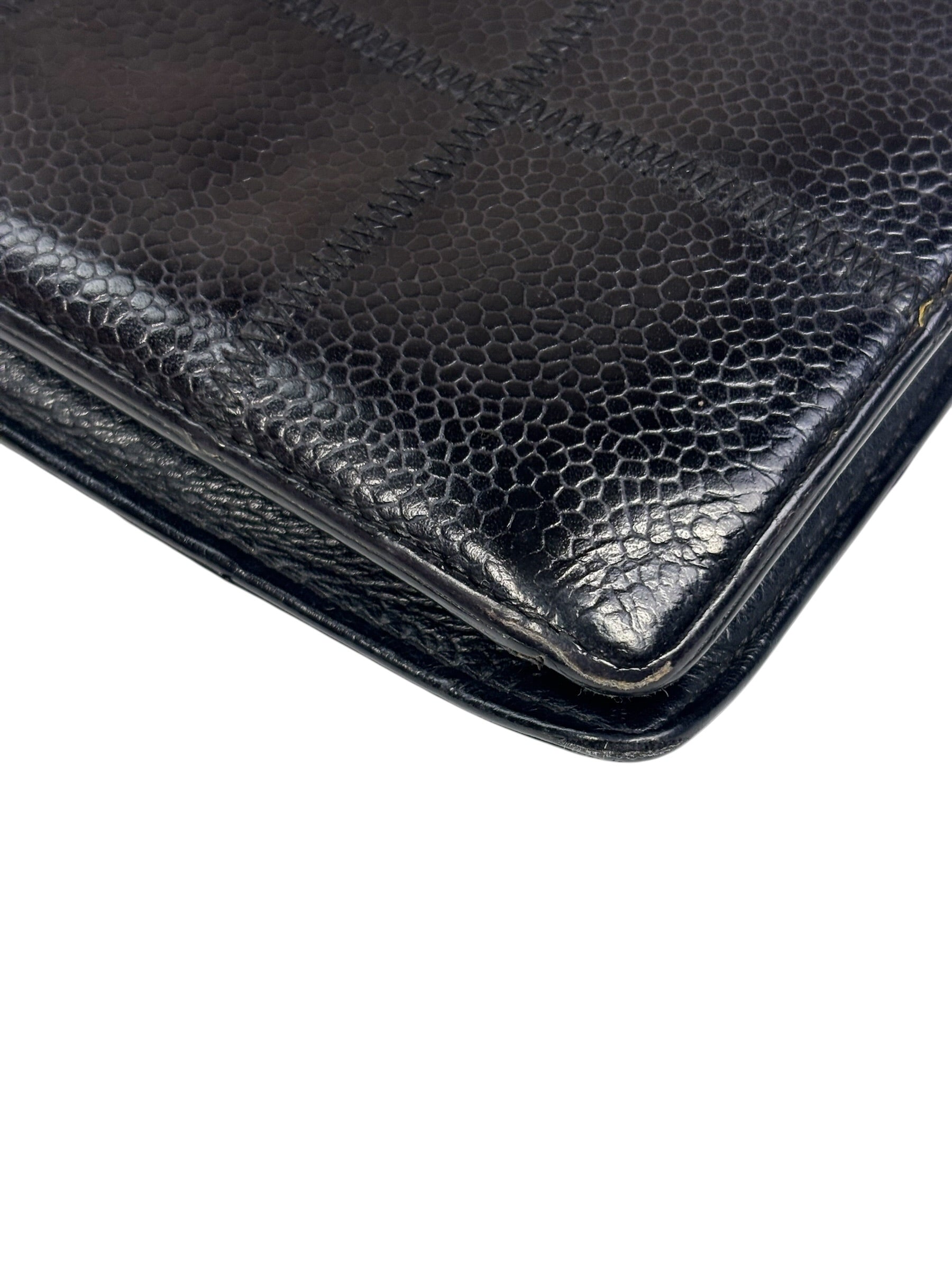 Chanel Black Caviar Chocolate Bar Bi-Fold Long Wallet 2005