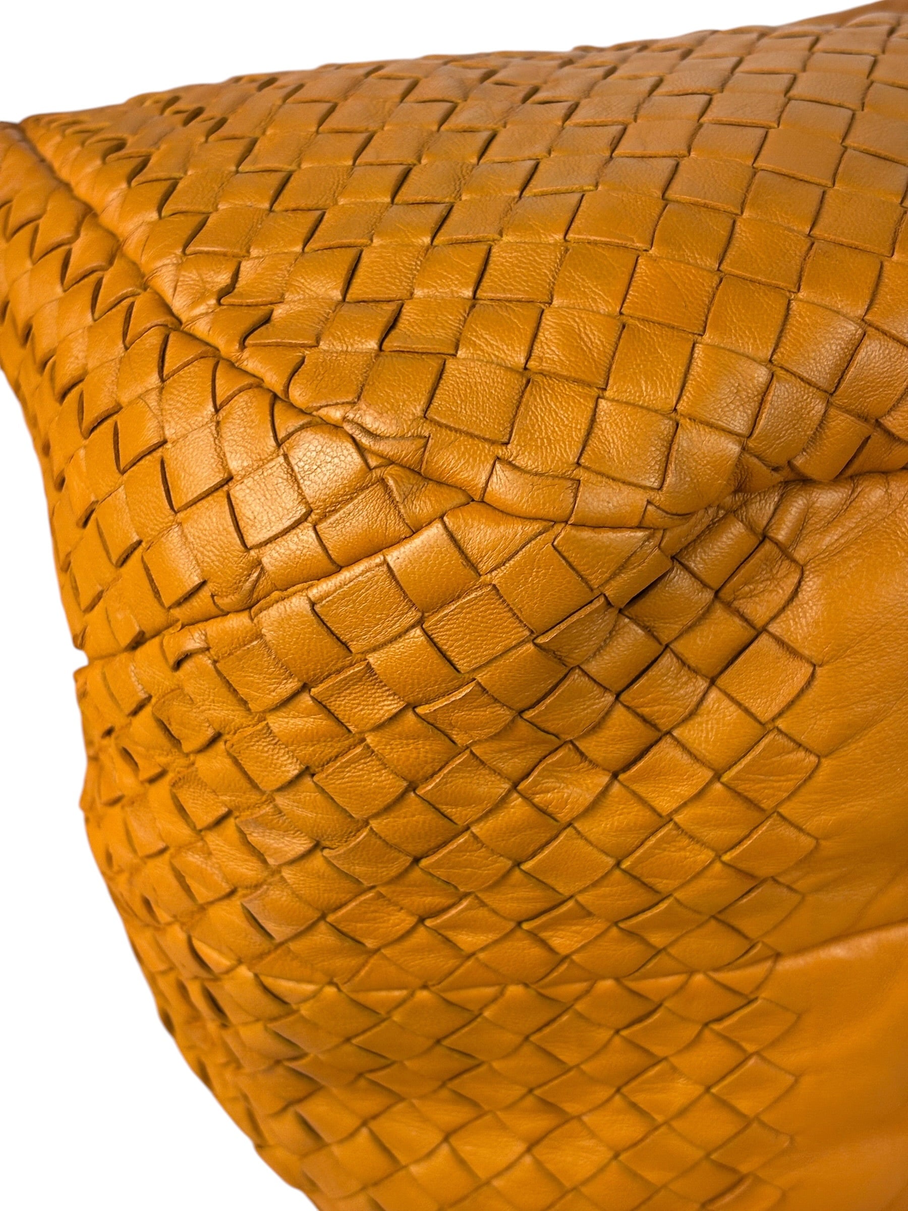 Bottega Veneta Orange/Brown Woven Leather Campana Shoulder Bag