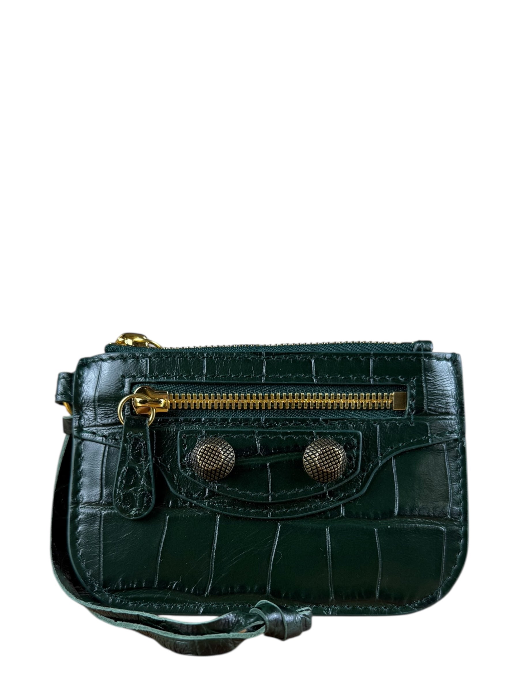 Balenciaga Green Zip Pouch