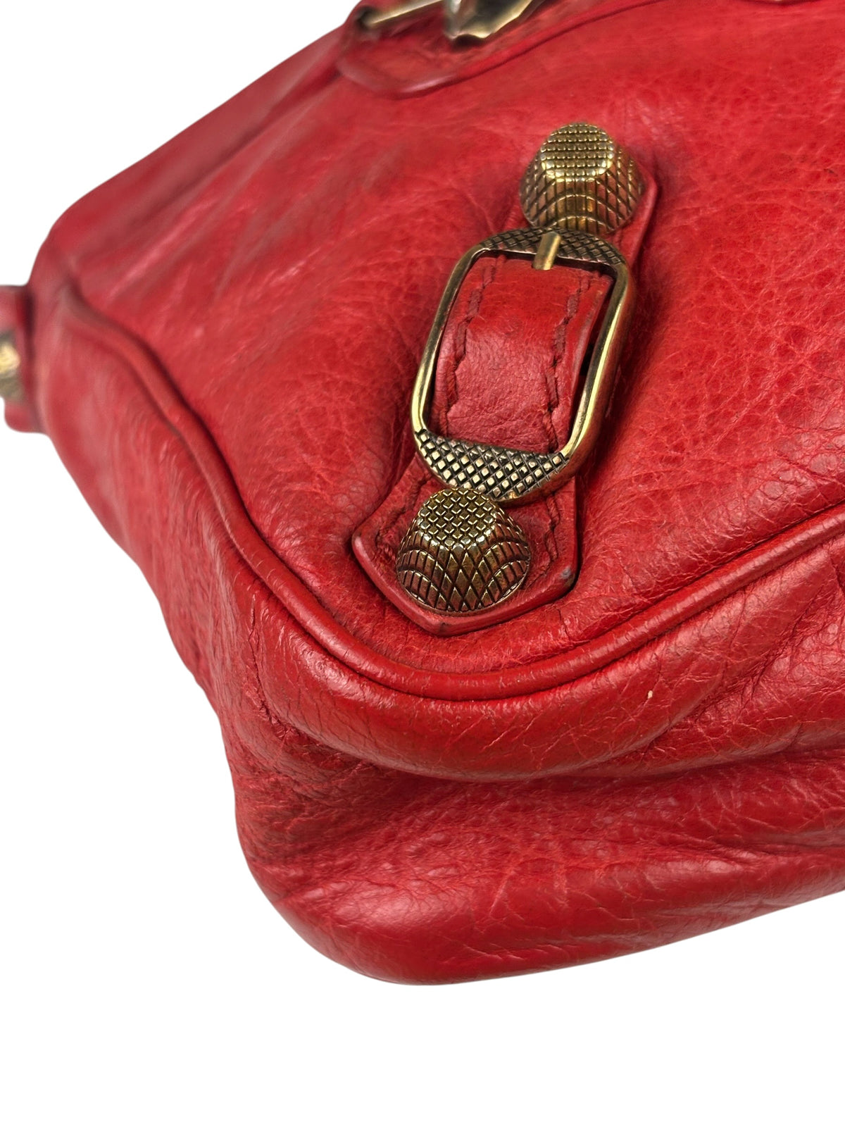 Balenciaga Red Lambskin Motor Cycle Crossbody Bag