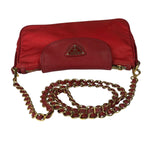 Prada Red Tessuto Nylon/Saffiano Leather Trim Two-Way Bag