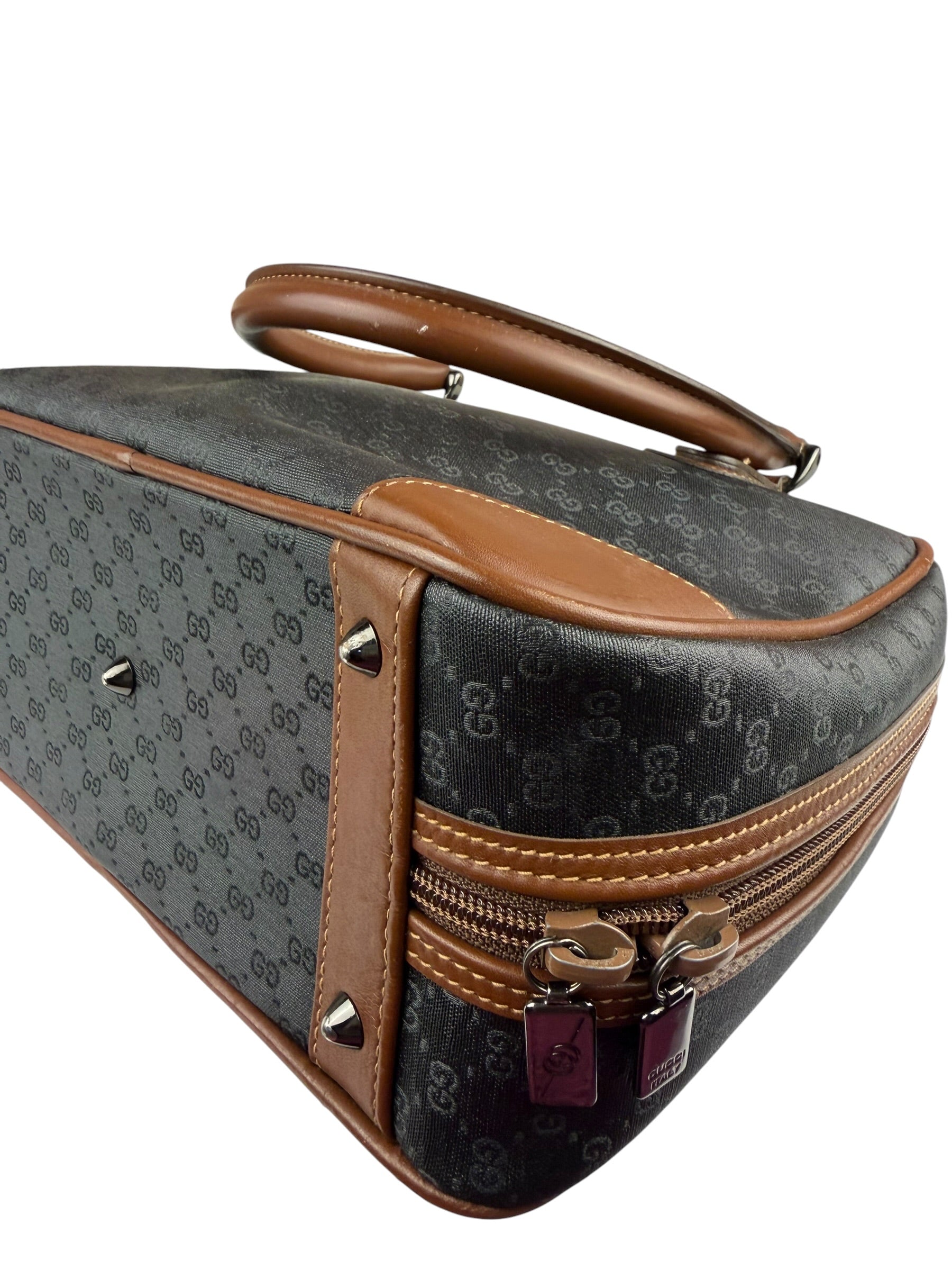 Gucci Vintage Micro GG Black/Brown Supreme Satchel Hand Bag