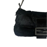Fendi Black Shearling/Leather Trim Baguette