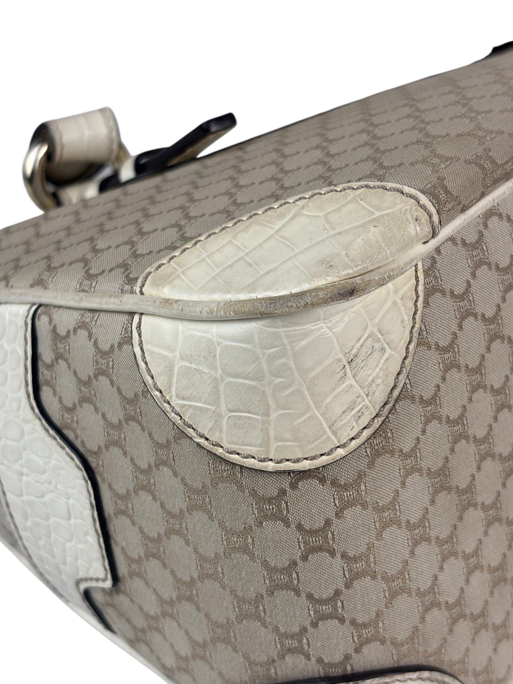 Celine Beige Leather Trim Macadam Boogie Tote