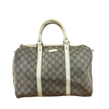 Gucci Bicolor Leather Trim GG Supreme Joy Boston Handbag
