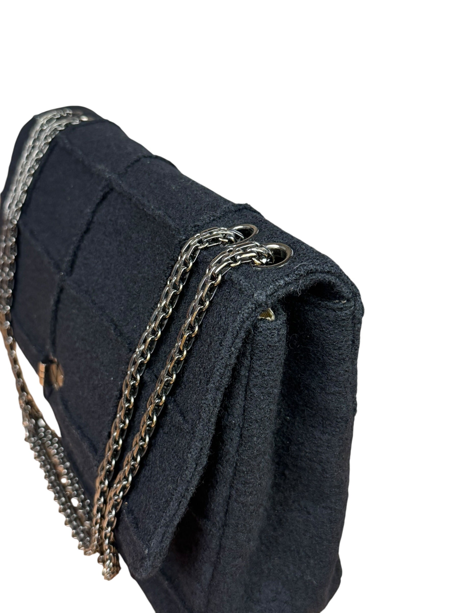 Chanel Black Wool Quilted 2.55 Chain Flap Bag '97-'99