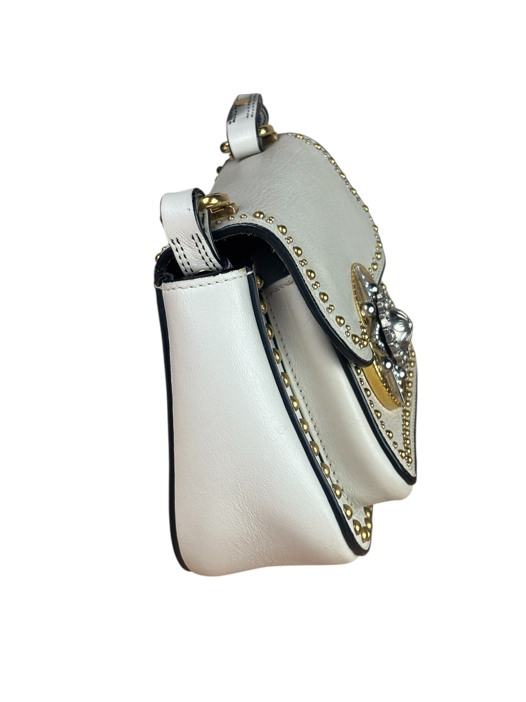 Miu Miu Cream Leather Dahlia Jewel Star Crossbody