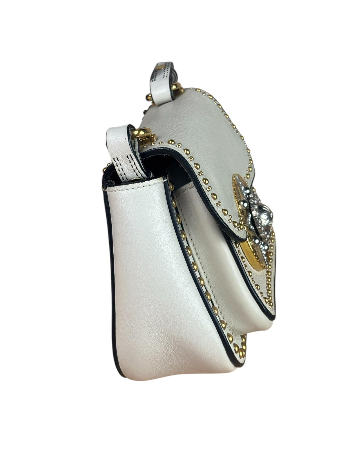 Miu Miu Cream Leather Dahlia Jewel Star Crossbody