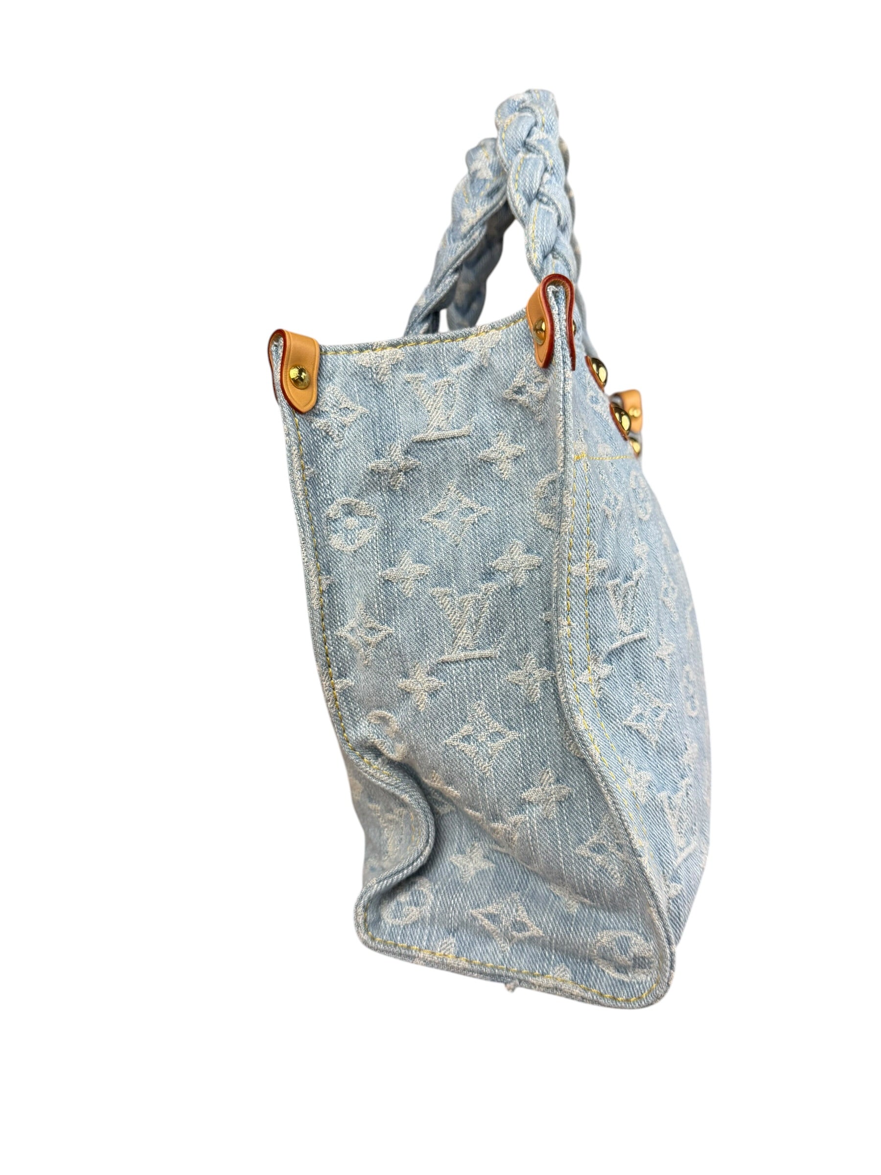 Louis Vuitton Monogram Denim Let Go PM 2Way Tote Handbag