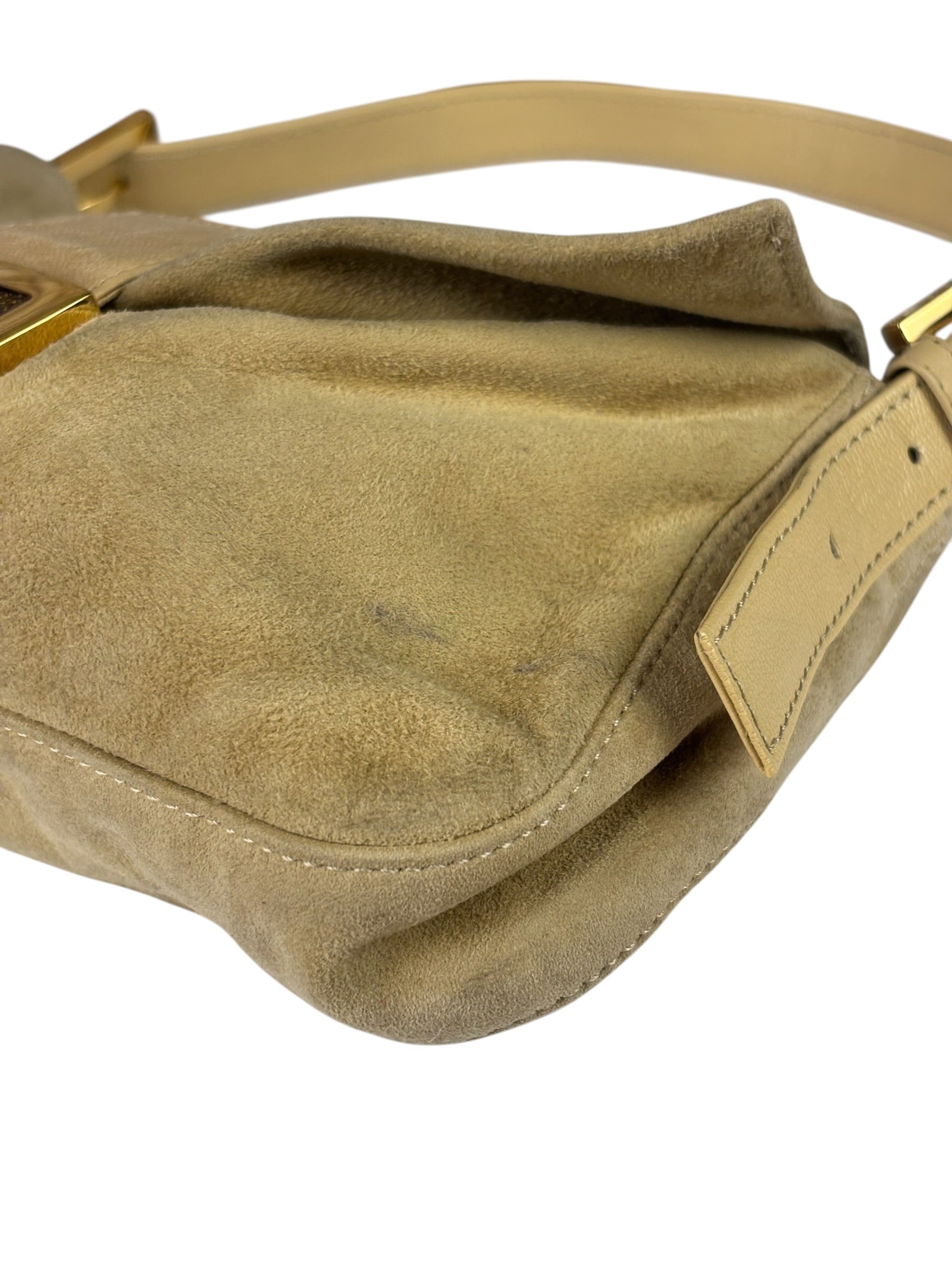 Fendi Beige Suede/Leather Trim Baguette