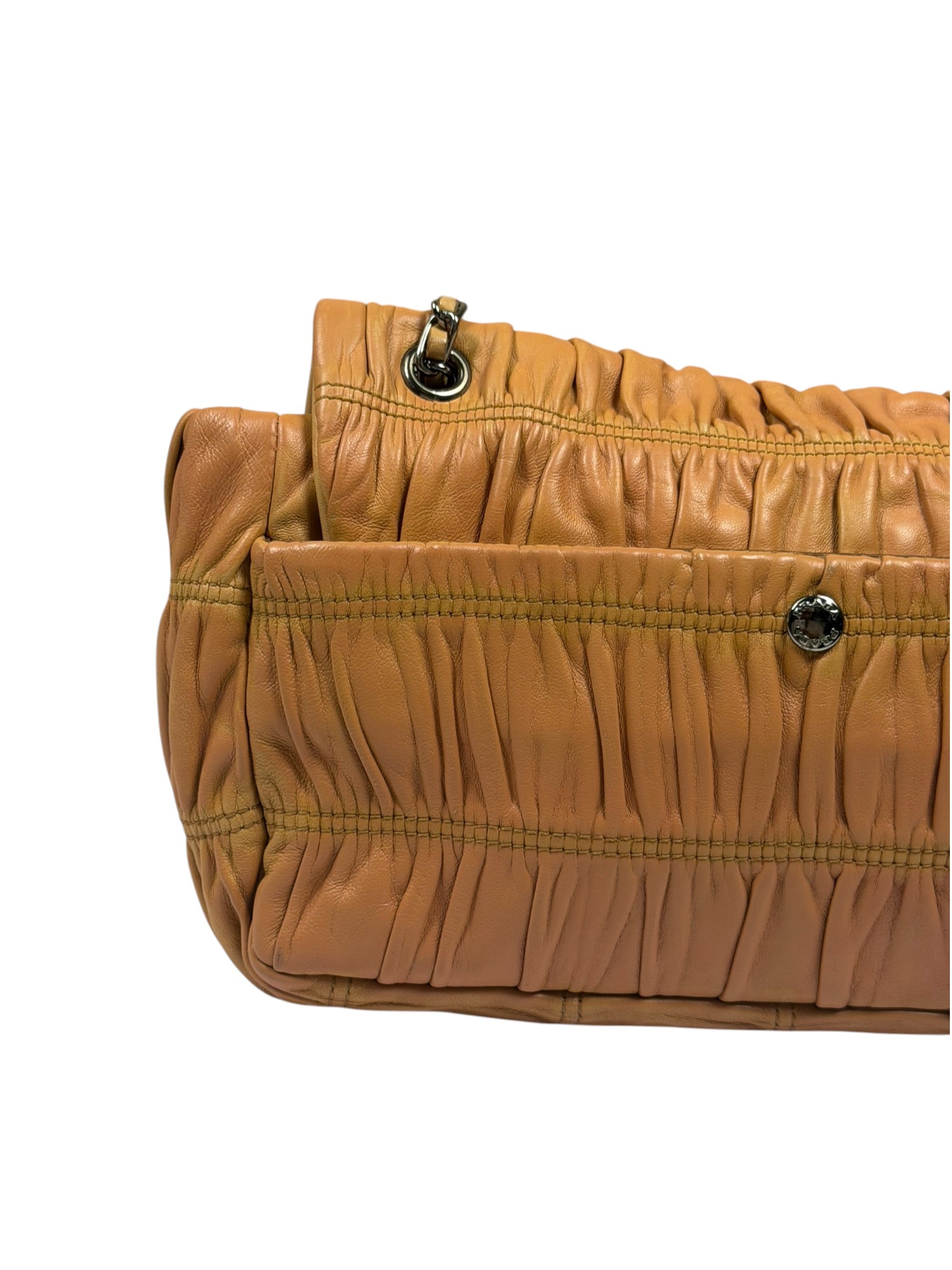 Prada Vintage Brown Nappa Leather Gaufre Shoulder Bag