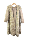 Vintage Fox Fur Trim Quilted Plush Long Coat