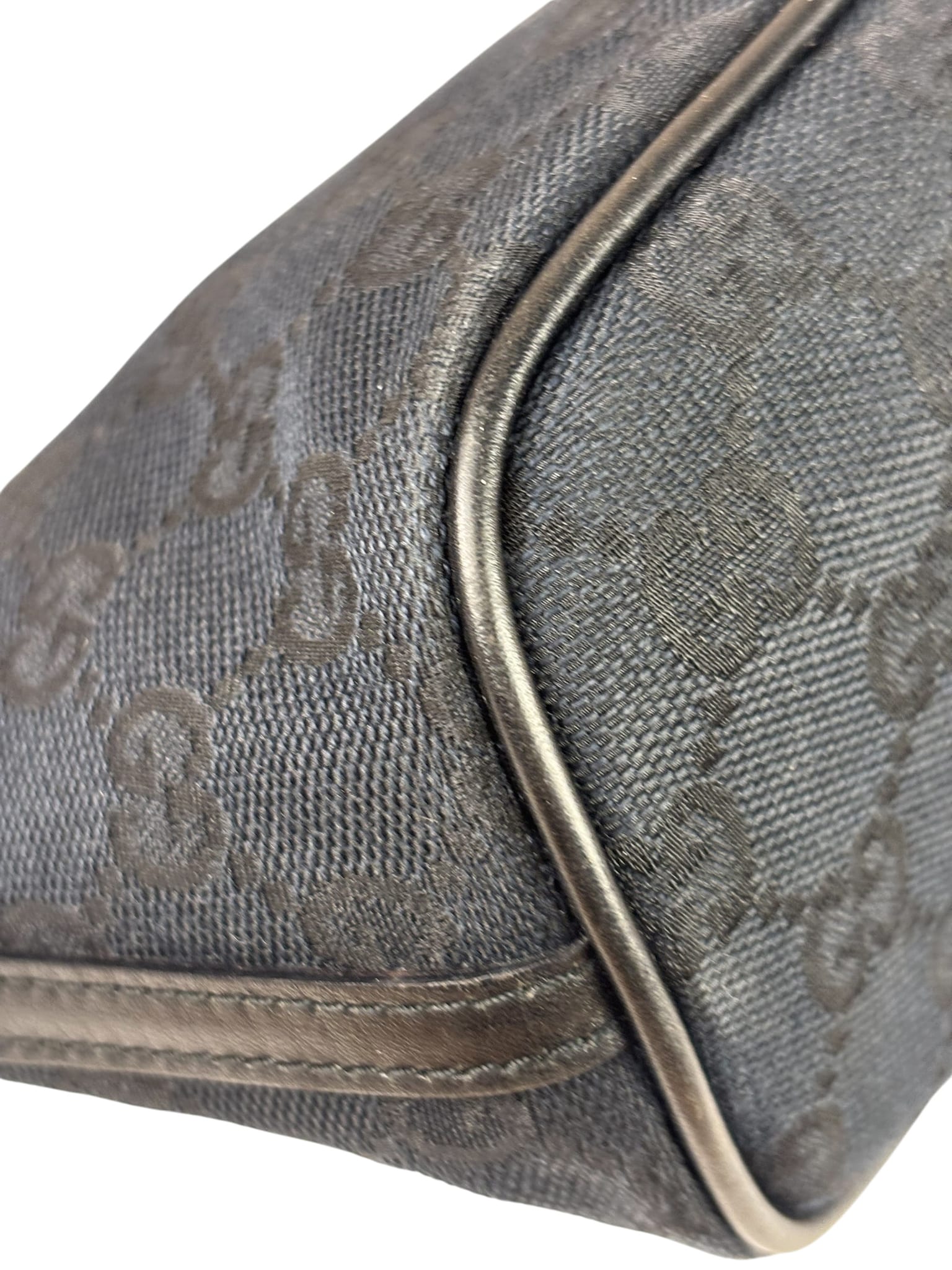 Gucci Black Canvas GG Print Mini Boat Pochette