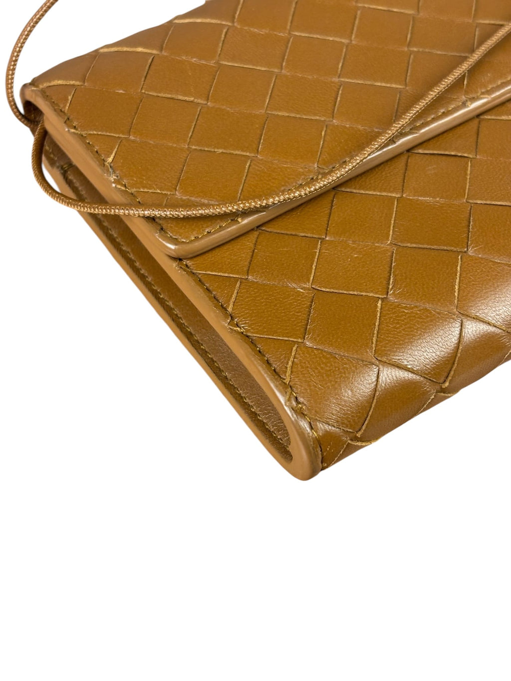 Bottega Veneta Caramel Leather Intrecciato Adiamo Clutch