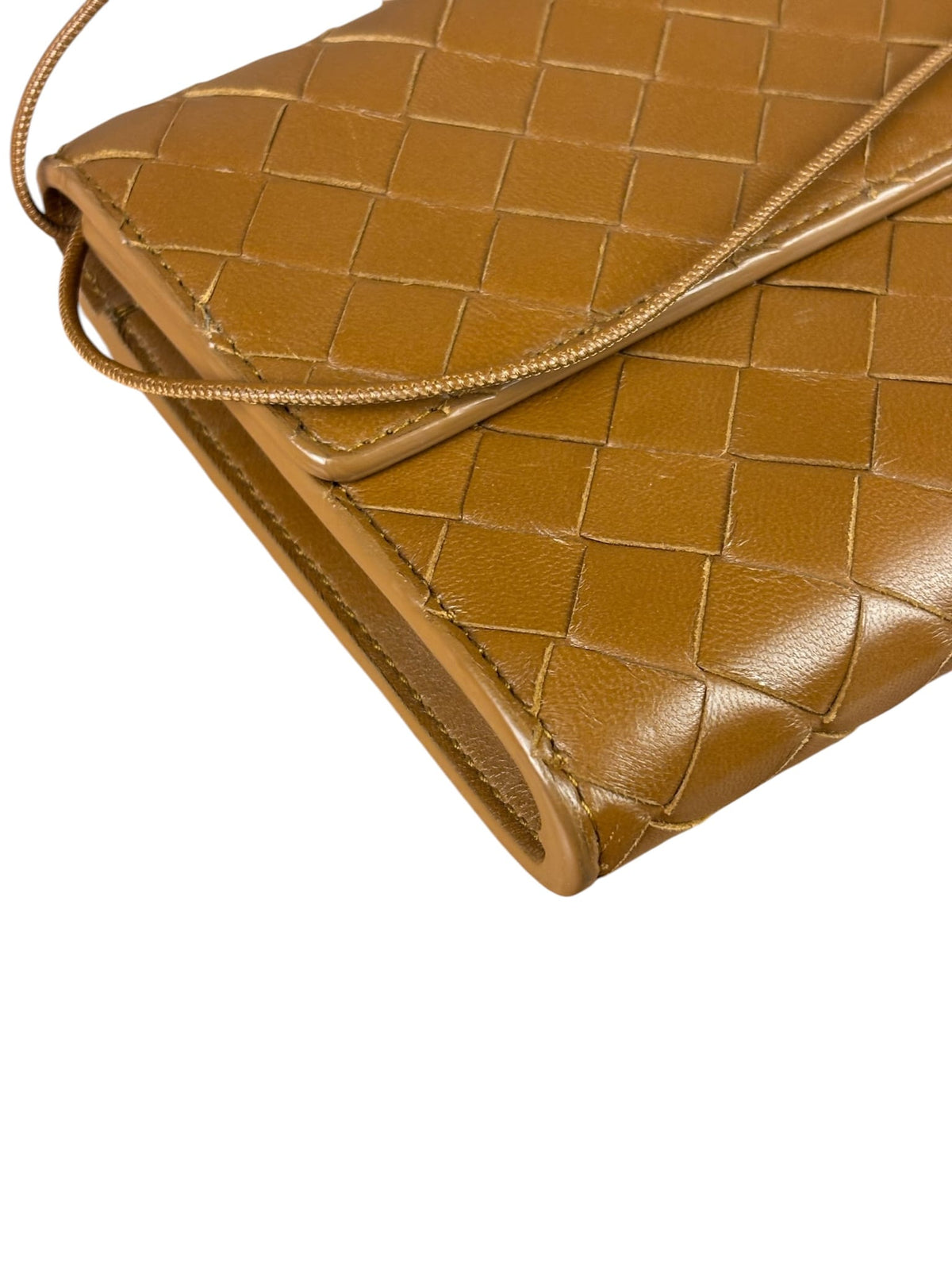 Bottega Veneta Caramel Leather Intrecciato Adiamo Clutch