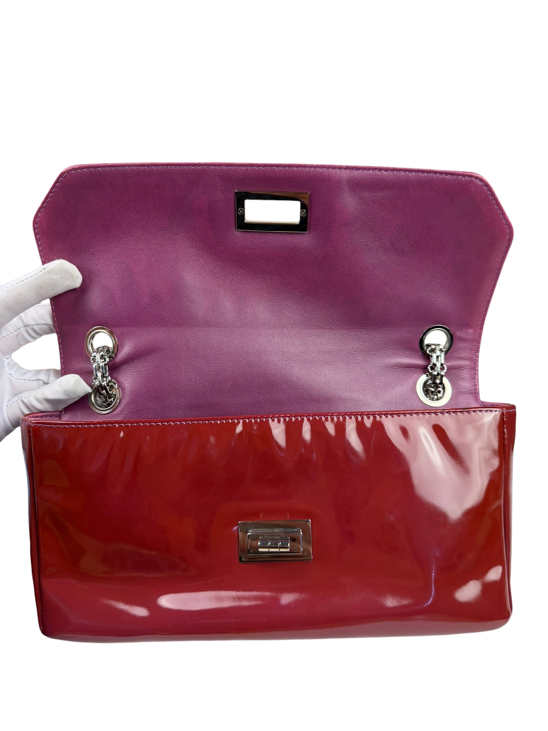 Chanel Burgundy Patent Leather Mademoiselle Bijoux Chain Flap Bag 2008