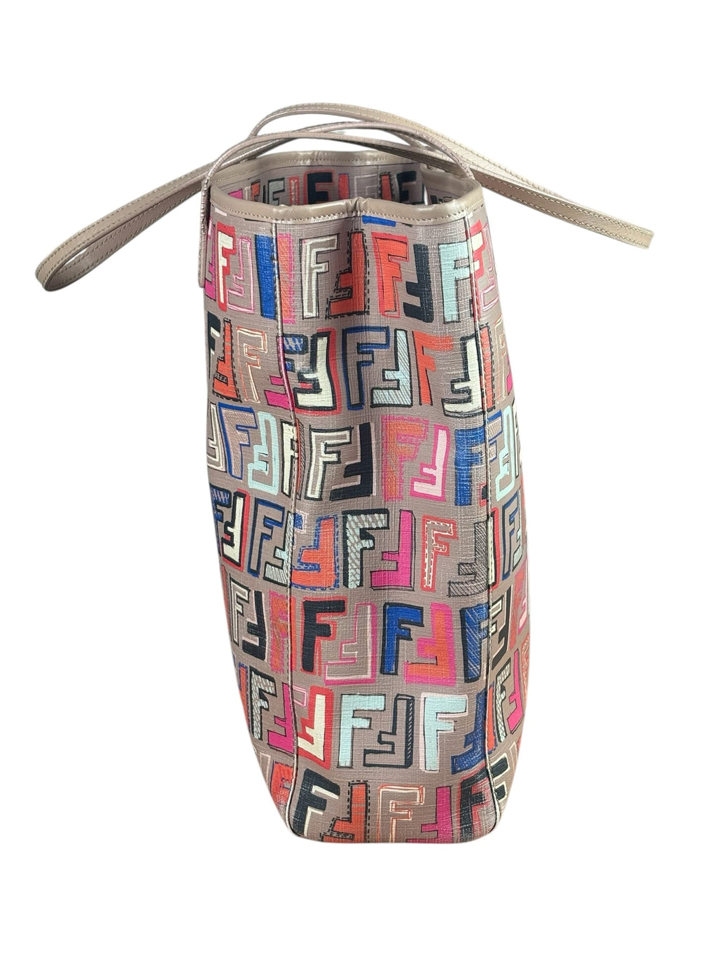 Fendi Colorblock Leather Zucca Roll Tote