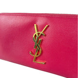 Yves Saint Laurent Pink Leather Zip Around Long Wallet