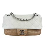Chanel Bicolor Medium Leather Flap Bag Beige '08