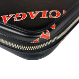 Balenciaga Black Leather Logo Print Phone/Card Holder