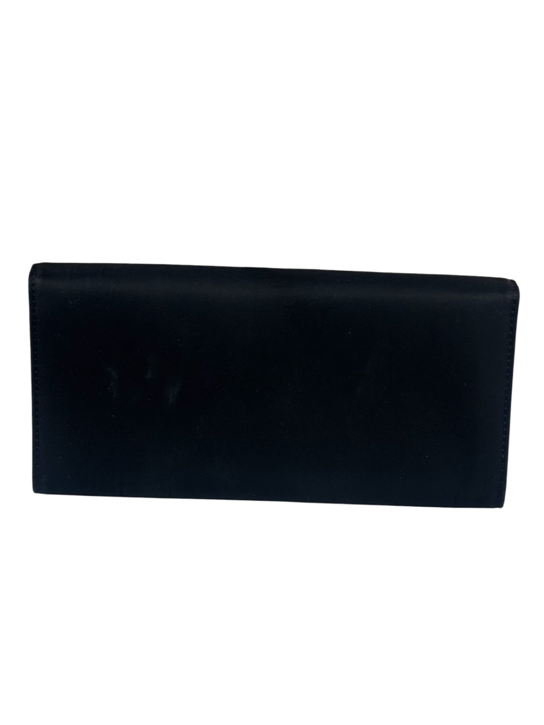 Prada Black Nylon Tessuto Continental Flap Wallet