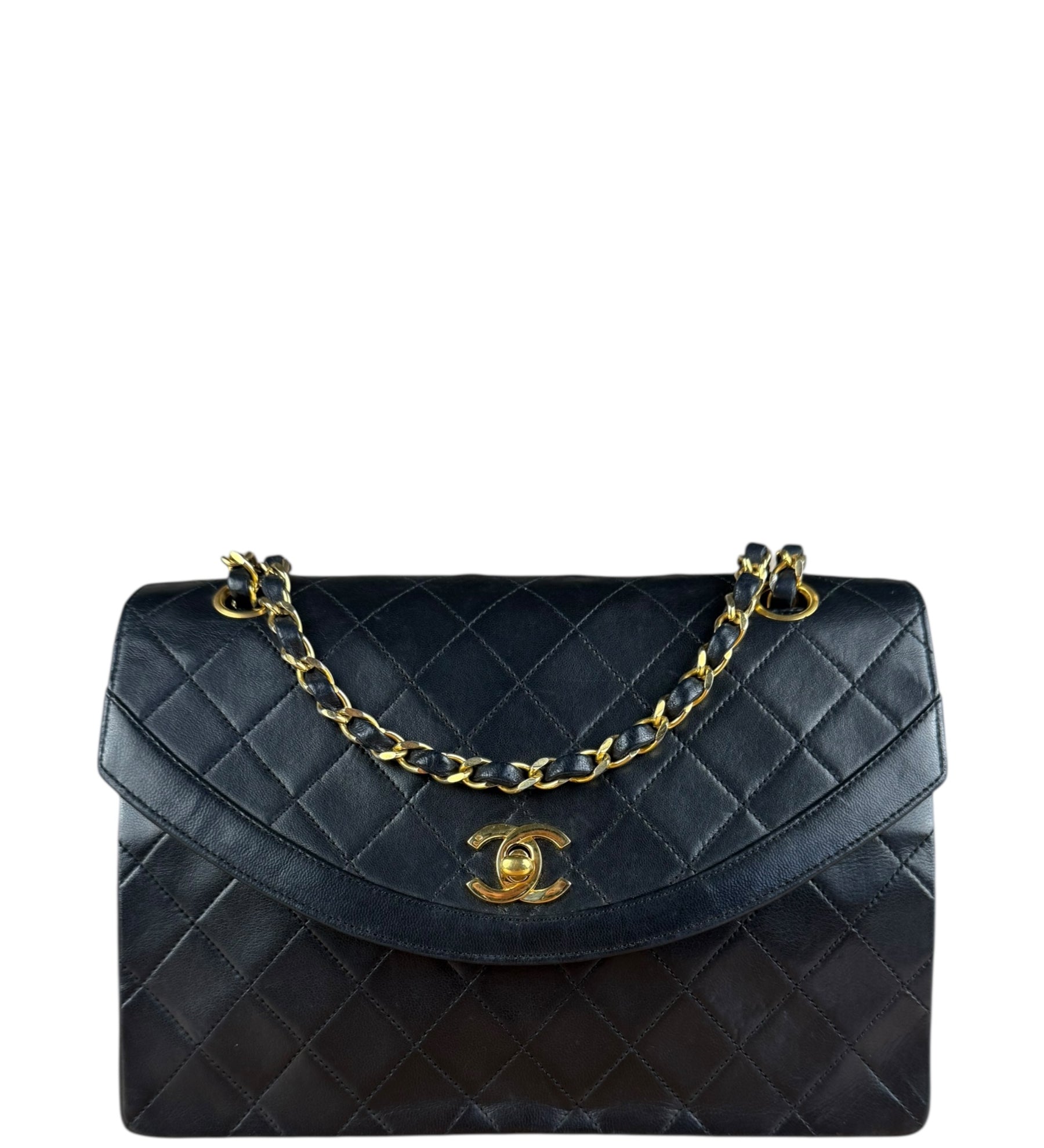 Chanel Vintage Black Quilted Diana Shoulder Bag 1986-1988