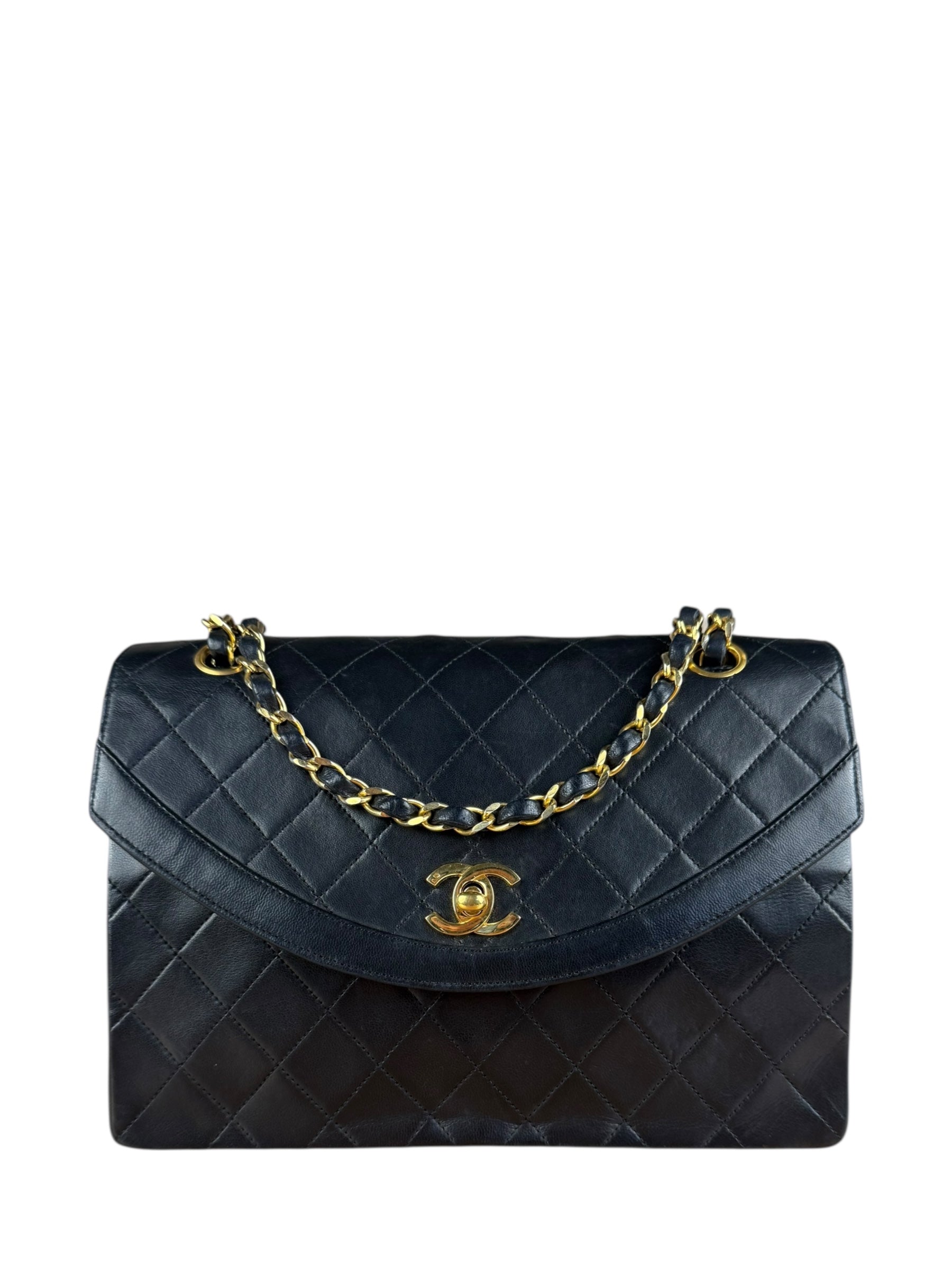 Chanel Vintage Black Quilted Diana Shoulder Bag 1986-1988