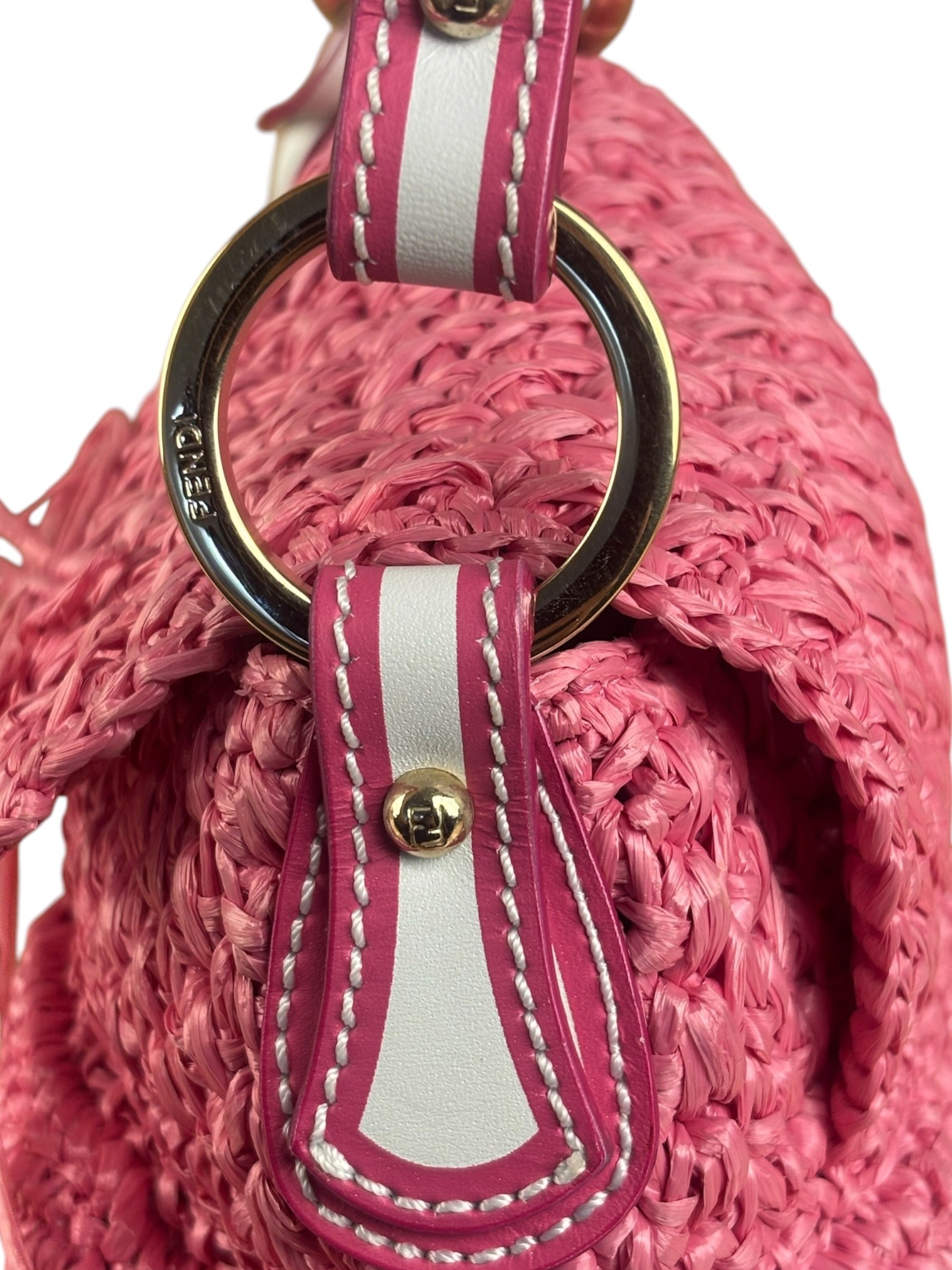 Fendi Pink Raffia Mini Chef Bag
