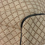 Gucci Beige Leather Trim Diamante Canvas Sukey Tote