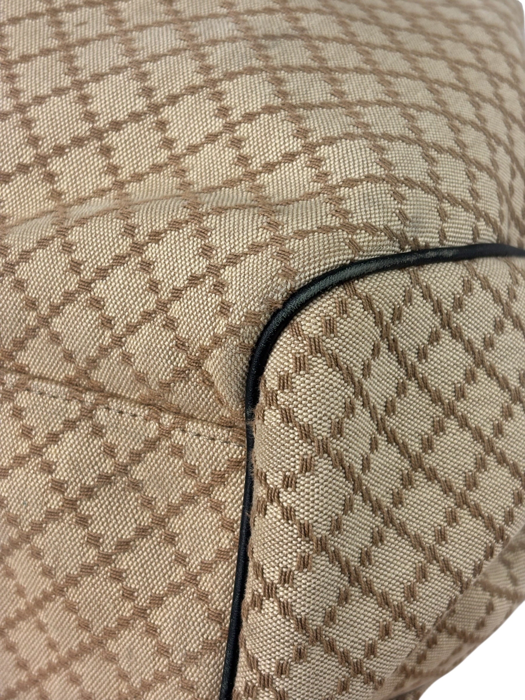 Gucci Beige Leather Trim Diamante Canvas Sukey Tote
