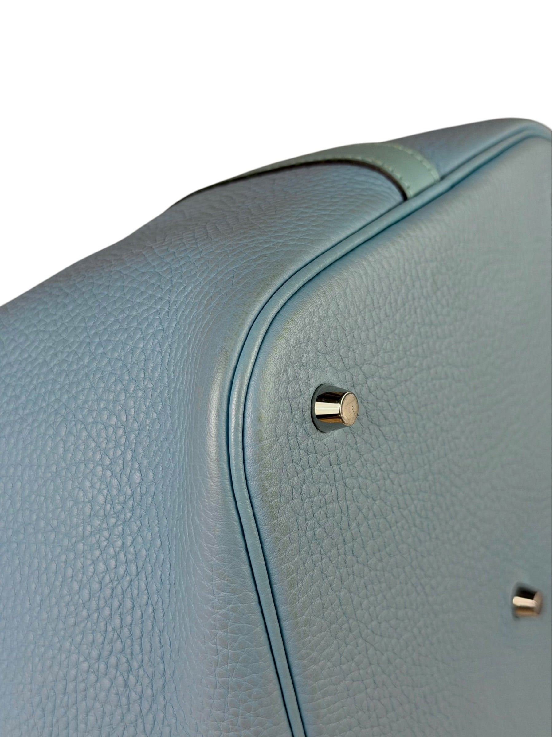 Hermes Blue Leather Picotin Lock 18 Bucket Bag