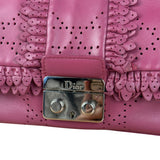 Christian Dior Purple Ruffle Leather New Lock Flap Bag