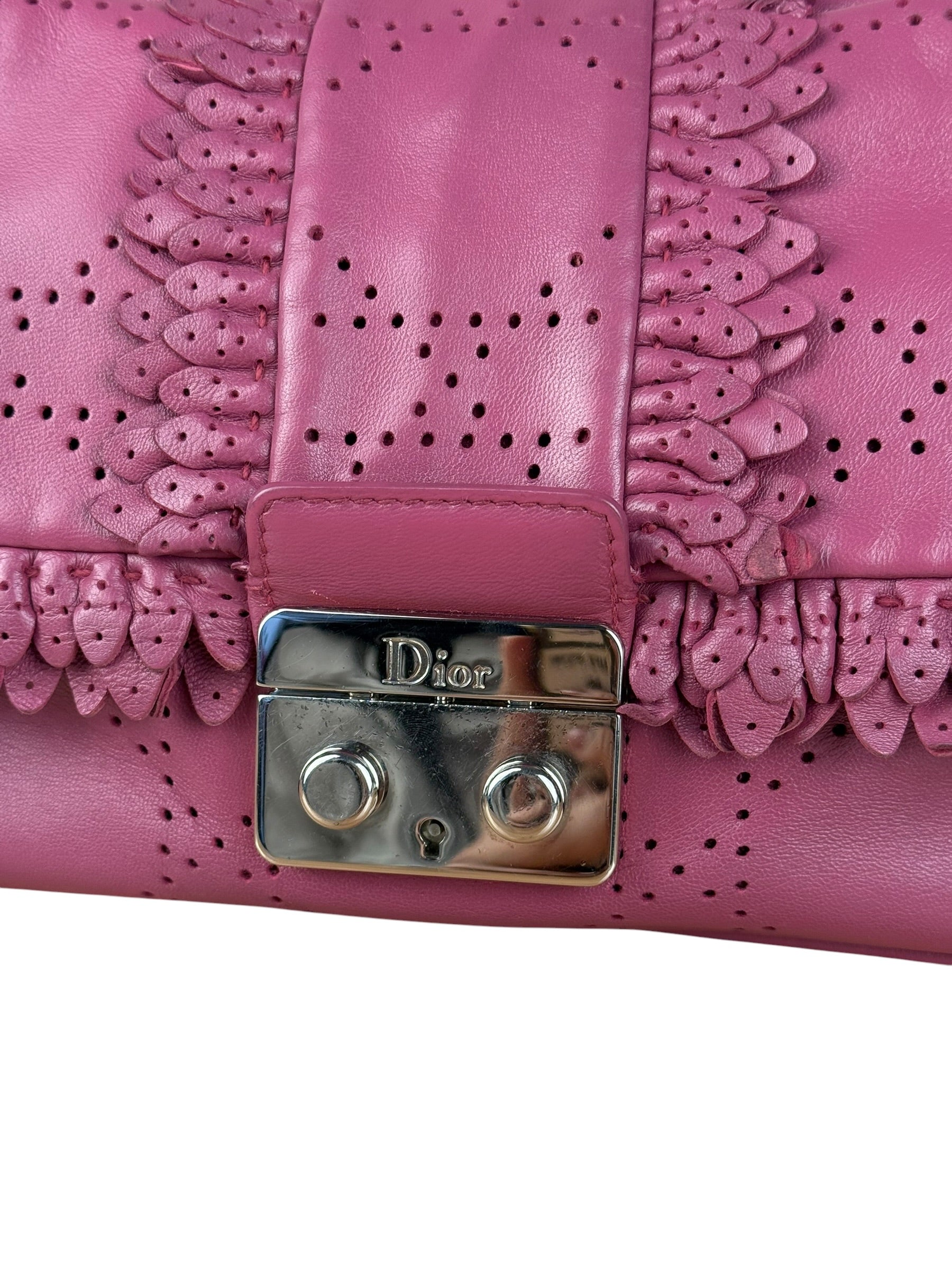 Christian Dior Purple Ruffle Leather New Lock Flap Bag